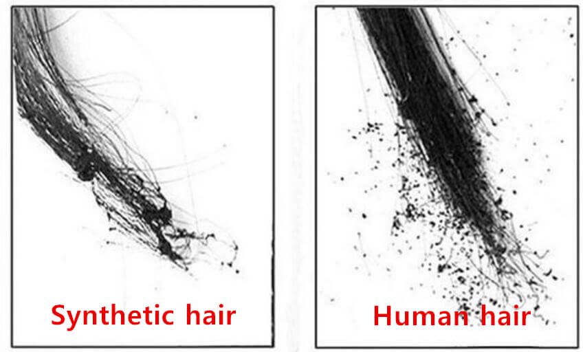 hair test result After burned human hair and synthetic hair tests results